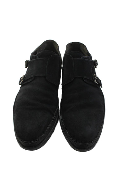 Cesare Paciotti Mens Suede Buckle Closure Dress Shoes Black Size 8