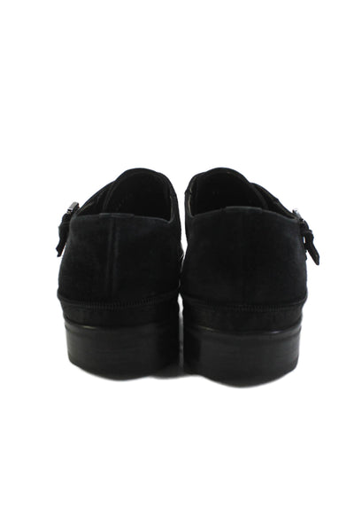 Cesare Paciotti Mens Suede Buckle Closure Dress Shoes Black Size 8