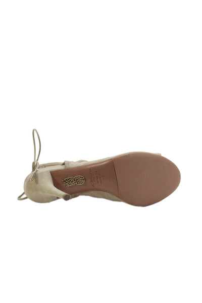 Aquazzura Womens Suede Lace Up Slingbacks Sandal Heels Beige Size 39 9