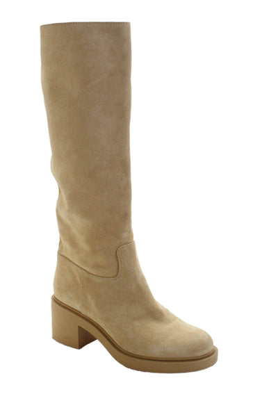 Gianvito Rossi Womens Suede Knee High Pull On Boots Beige Size 39 9