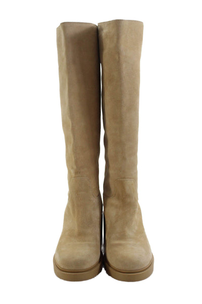 Gianvito Rossi Womens Suede Knee High Pull On Boots Beige Size 39 9
