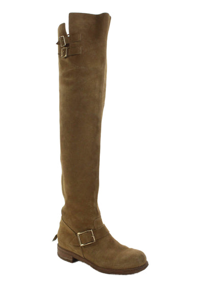 Jimmy Choo Womens Suede Over The Knee High Boots Brown Size 39.5 9.5