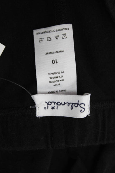 Splendid Girls Solid Cotton Blend Ankle Leggings Black Size 10
