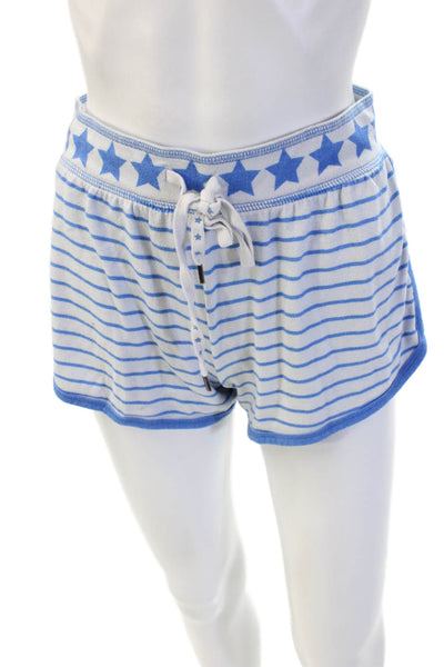 PJ Salvage Unisex Sweat Striped Blue Drawstring Shorts Size XS