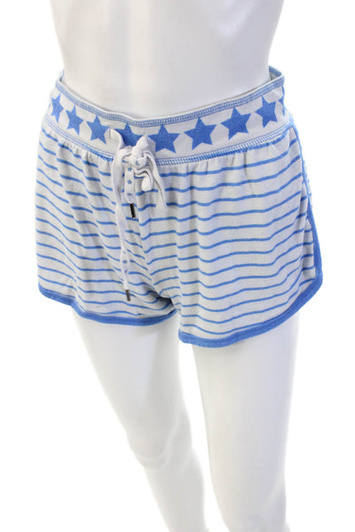PJ Salvage Unisex Sweat Striped Blue Drawstring Shorts Size XS