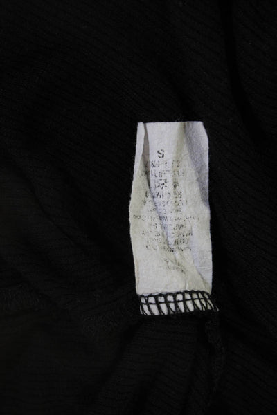 Revelation Women Basic Sleeveless Tank Cotton Blend Black Crew Neck Tie Size S