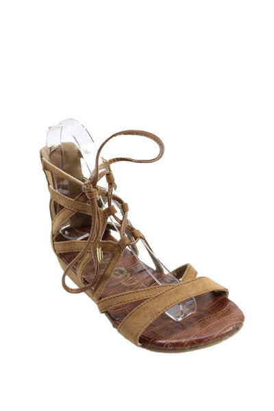 Sam Edelman Girls Leather Strappy Zip Up Sandals Brown Size 2