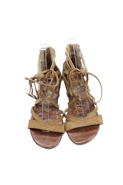 Sam Edelman Girls Leather Strappy Zip Up Sandals Brown Size 2