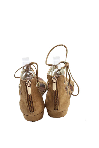 Sam Edelman Girls Leather Strappy Zip Up Sandals Brown Size 2