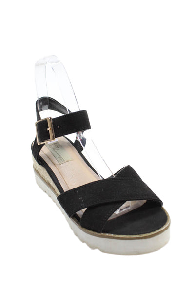 Vintage Havana Girls Leather Ankle Strap Sandals Black Size 2