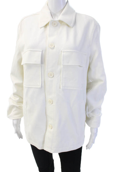 Zara Unisex Military Jacket White Button Long Sleeve Cotton Blend Size M