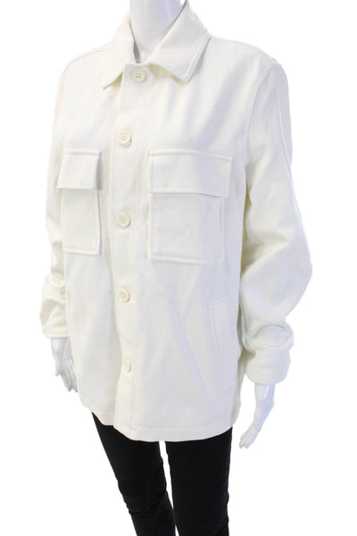 Zara Unisex Military Jacket White Button Long Sleeve Cotton Blend Size M
