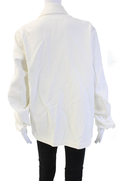 Zara Unisex Military Jacket White Button Long Sleeve Cotton Blend Size M