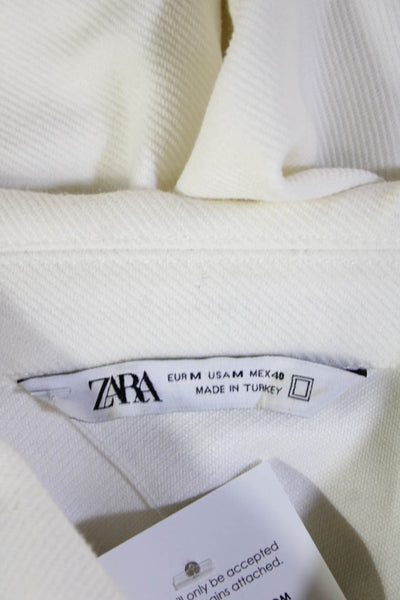 Zara Unisex Military Jacket White Button Long Sleeve Cotton Blend Size M