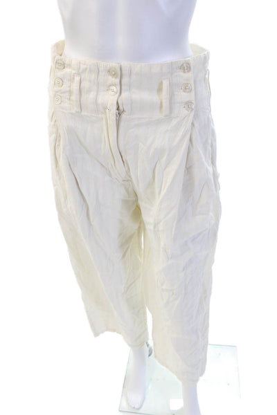 Mes DeMoiselles Paris Unisex White Cropped Cotton Pants Size 1