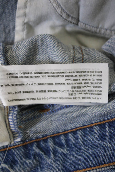 Abercrombie & Fitch Women Cropped Straight Jeans Blue Button Mid Rise Size 28