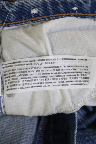Abercrombie & Fitch Women Cropped Straight Jeans Blue Button Mid Rise Size 28