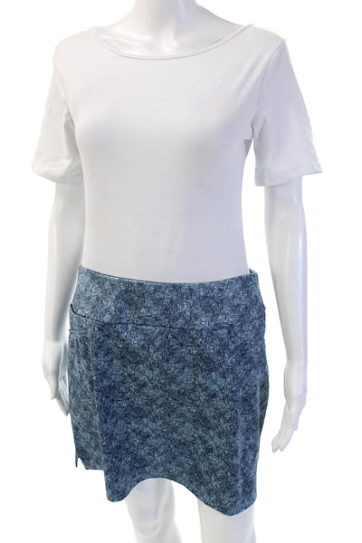 Adidas Womens Blue Printed A-Line Mini Skirt Size M