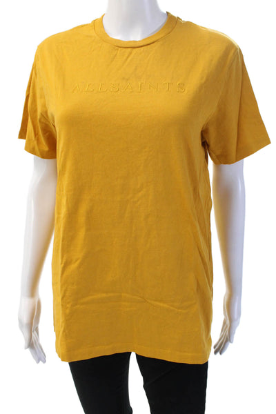 Allsaints Mens Designer Yellow Cotton Crew Neck Short Sleeve T-Shirt Size S