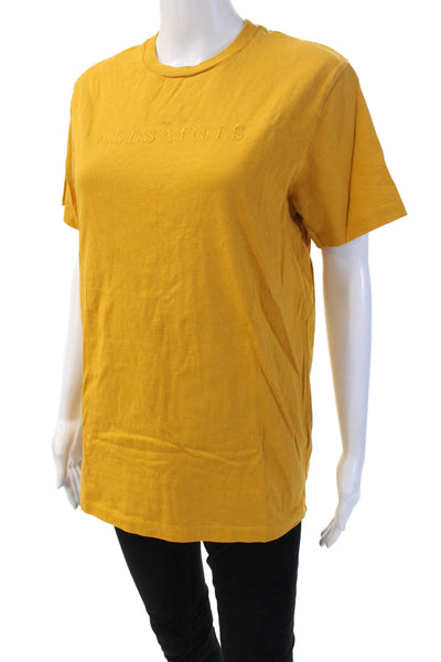 Allsaints Mens Designer Yellow Cotton Crew Neck Short Sleeve T-Shirt Size S