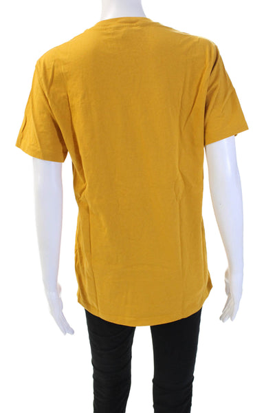 Allsaints Mens Designer Yellow Cotton Crew Neck Short Sleeve T-Shirt Size S