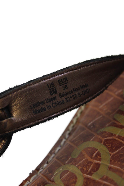 Sam Edelman Womens Leather Embossed Flat Thong Sandals Shoes Black Size 6