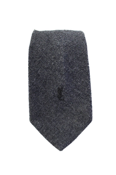 Yves Saint Laurent Mens Wool Blend Solid Gray Necktie Size One Size