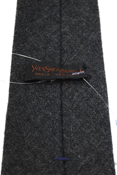 Yves Saint Laurent Mens Wool Blend Solid Gray Necktie Size One Size