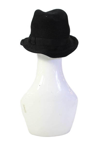 J Crew Womens Grosgrain Bow Wool Fedora Hat Black Size S/M