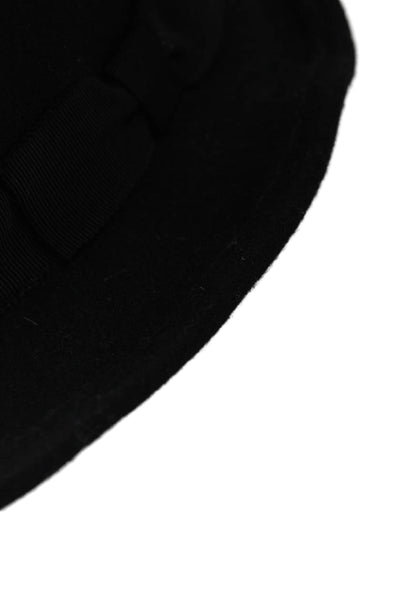 J Crew Womens Grosgrain Bow Wool Fedora Hat Black Size S/M