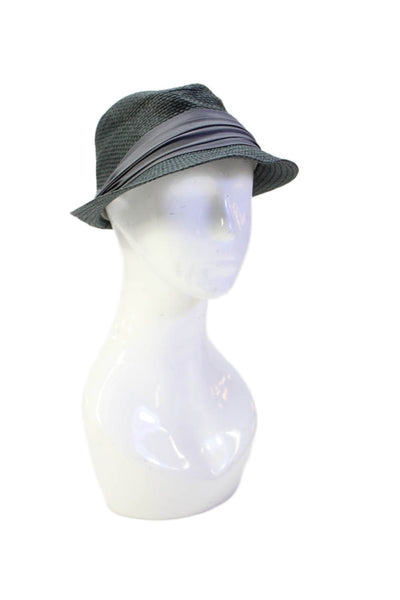 Calvin Klein Womens Woven Straw Fedora Hat Dark Gray One Size