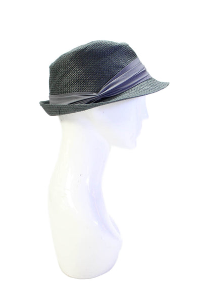 Calvin Klein Womens Woven Straw Fedora Hat Dark Gray One Size