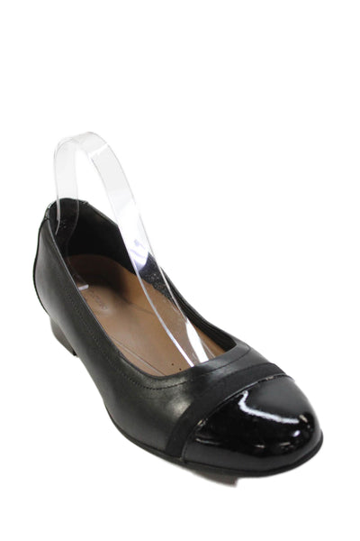 Clarks Womens Unstructured Low Heels Cap Toe Slip On Shoes Black Size 7.5