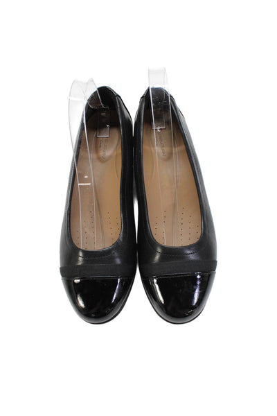 Clarks Womens Unstructured Low Heels Cap Toe Slip On Shoes Black Size 7.5