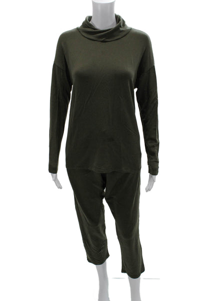 Eileen Fisher Womens Green Turtleneck Long Sleeve Top Lyocell Spandex Size XS