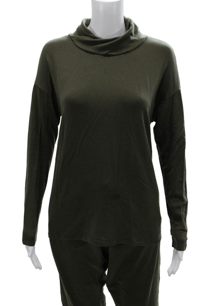 Eileen Fisher Womens Green Turtleneck Long Sleeve Top Lyocell Spandex Size XS