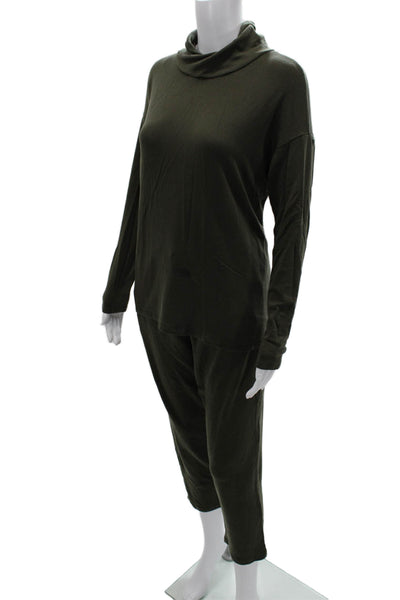 Eileen Fisher Womens Green Turtleneck Long Sleeve Top Lyocell Spandex Size XS