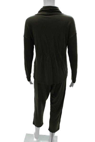 Eileen Fisher Womens Green Turtleneck Long Sleeve Top Lyocell Spandex Size XS