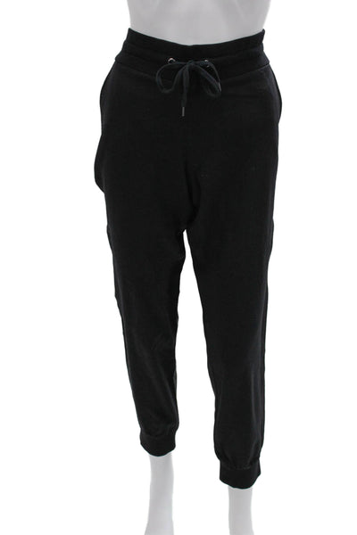 BCBGMAXAZRIA Unisex Black Jogger Sweatpants Drawstring Viscose Wool Size S