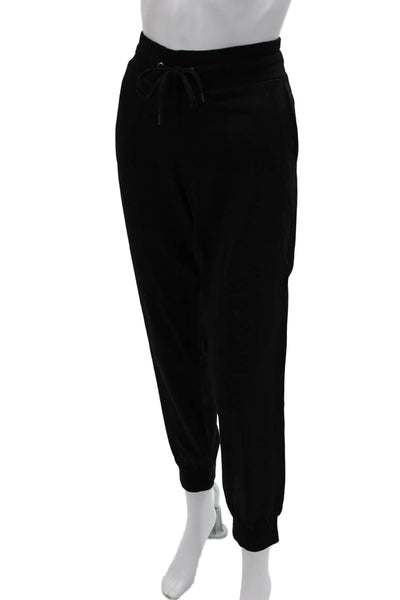 BCBGMAXAZRIA Unisex Black Jogger Sweatpants Drawstring Viscose Wool Size S