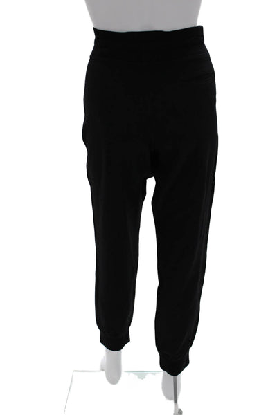 BCBGMAXAZRIA Unisex Black Jogger Sweatpants Drawstring Viscose Wool Size S