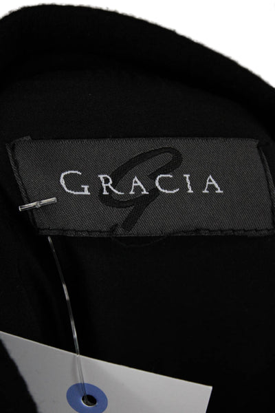 Gracia Womens Pullover Sweatshirts Black Mock Neck Zip Long Sleeve Size L