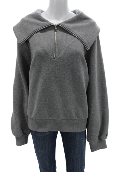 Calia Womens Gray Long Sleeve Sweatshirt Solid Button Designer Size L