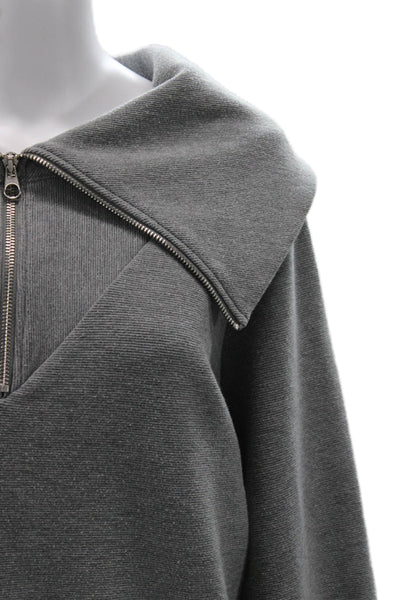 Calia Womens Gray Long Sleeve Sweatshirt Solid Button Designer Size L