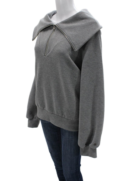 Calia Womens Gray Long Sleeve Sweatshirt Solid Button Designer Size L