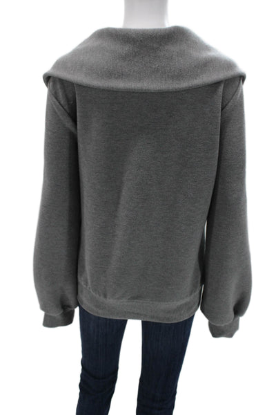 Calia Womens Gray Long Sleeve Sweatshirt Solid Button Designer Size L
