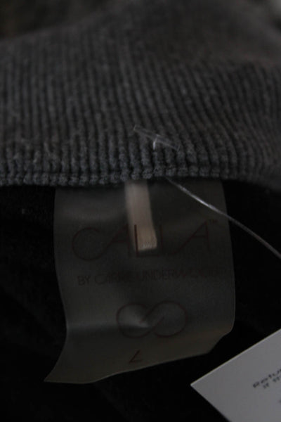 Calia Womens Gray Long Sleeve Sweatshirt Solid Button Designer Size L