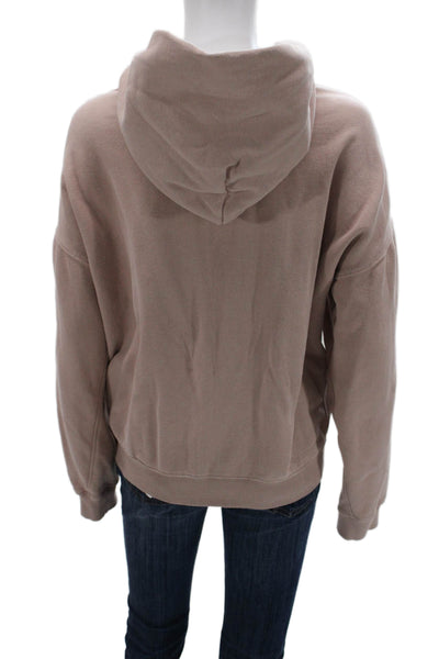 Roots Women Full-Zip Hoodie Beige Organic Cotton Recycled Polyester Size 3