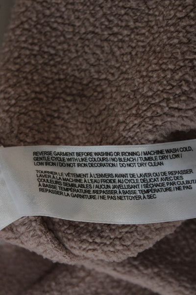 Roots Women Full-Zip Hoodie Beige Organic Cotton Recycled Polyester Size 3