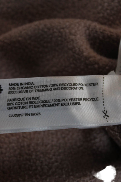 Roots Women Full-Zip Hoodie Beige Organic Cotton Recycled Polyester Size 3